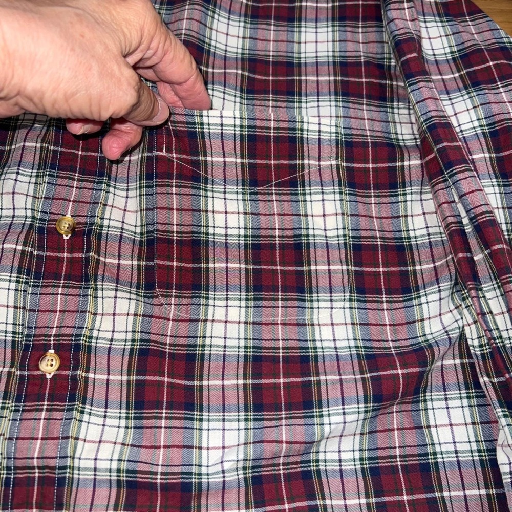 Vintage 80s 90s Brooks Brothers Plaid Flannel Sport Shirt Made Hong Kong OCBD - Picture 8 of 11